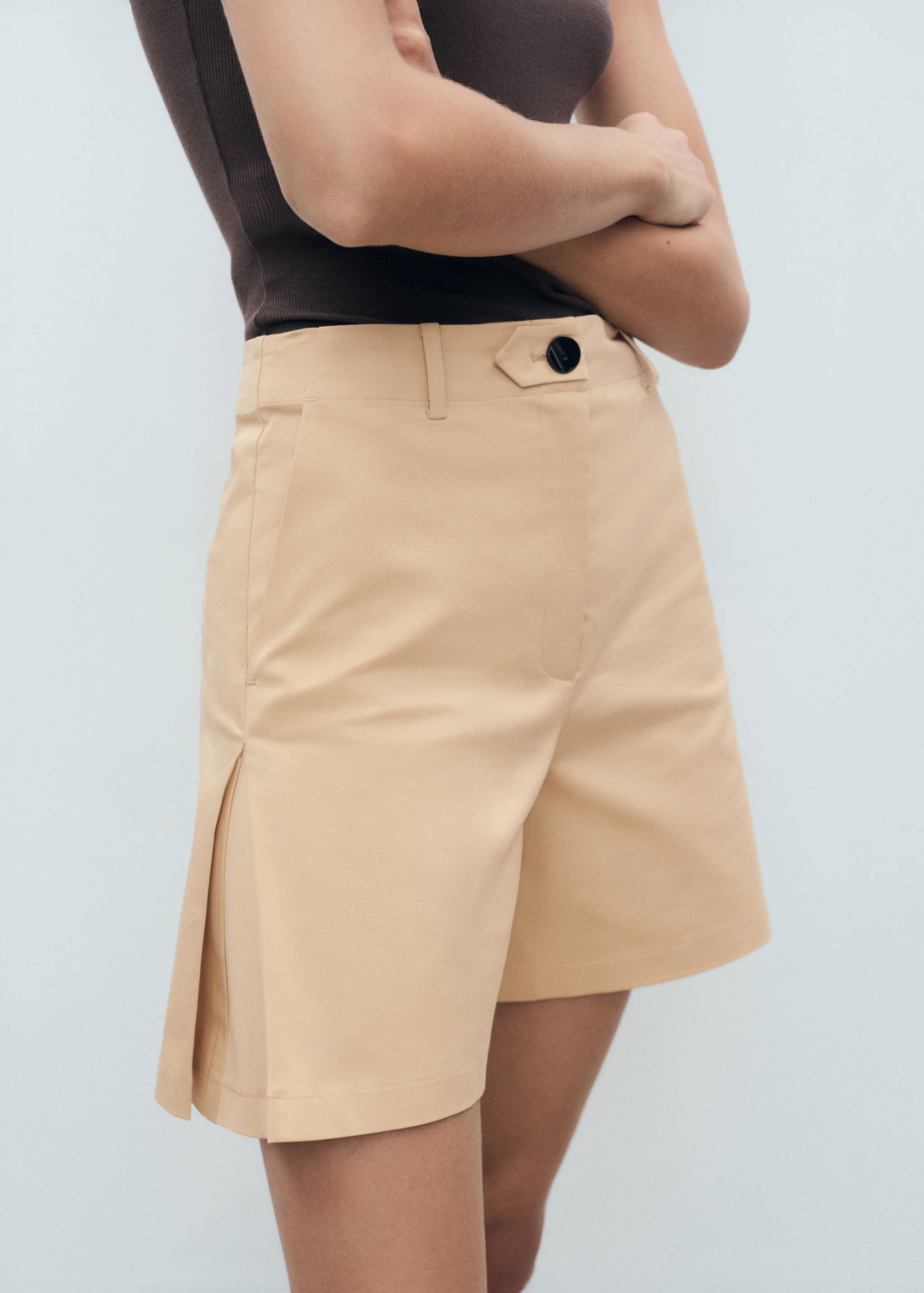 Straight pleated shorts - Medium plane