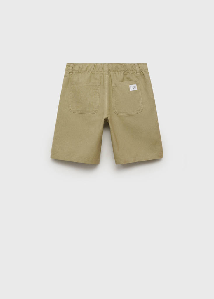 Linen-blend Bermuda shorts — Khaki