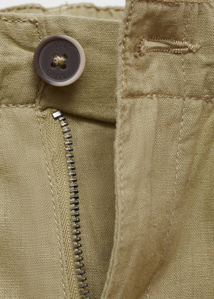 Linen-blend Bermuda shorts — Khaki
