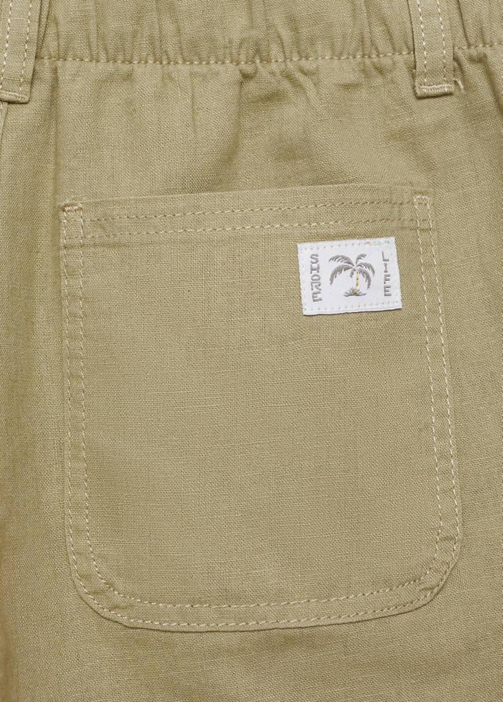 Linen-blend Bermuda shorts — Khaki