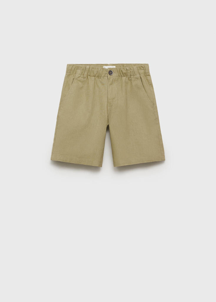 Linen-blend Bermuda shorts — Khaki