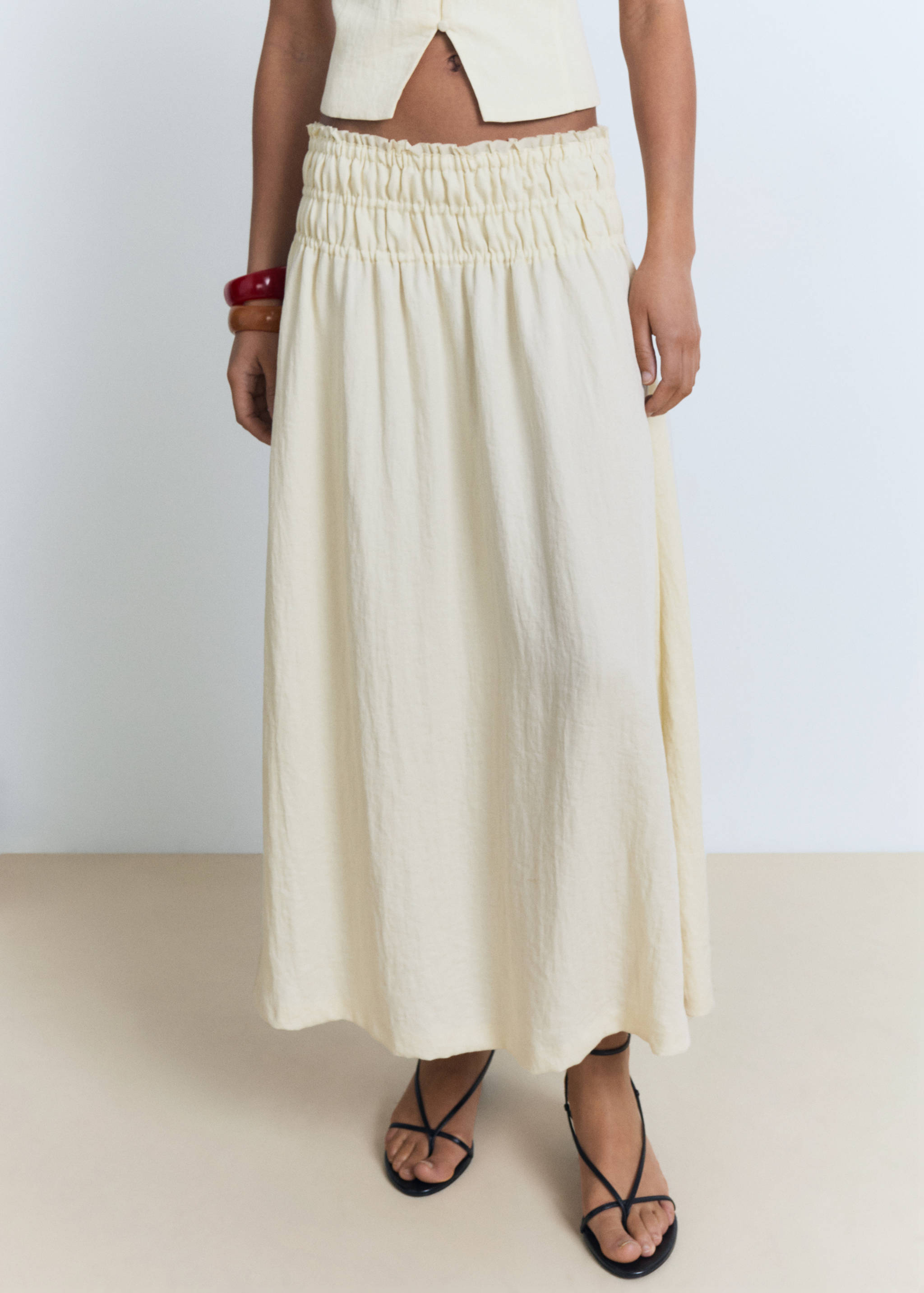 Long gathered panel skirt - Medium plane