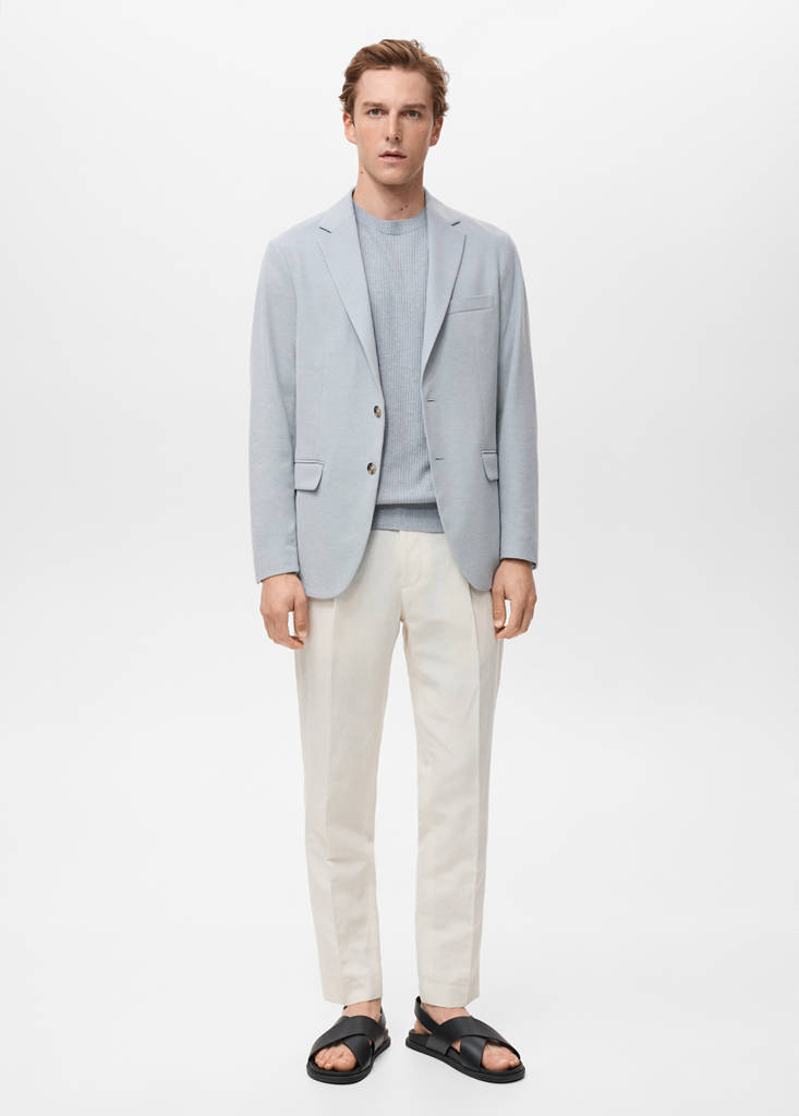 Verner slim-fit cotton jacket — Sky Blue