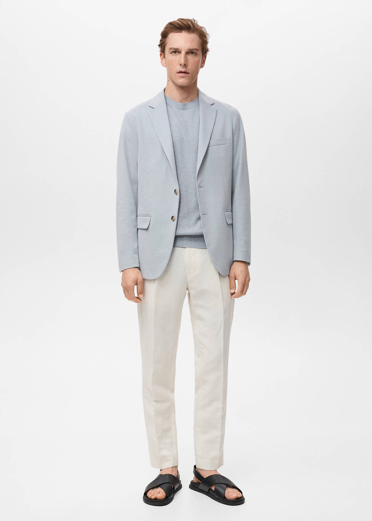 Verner slim-fit cotton jacket — Sky Blue
