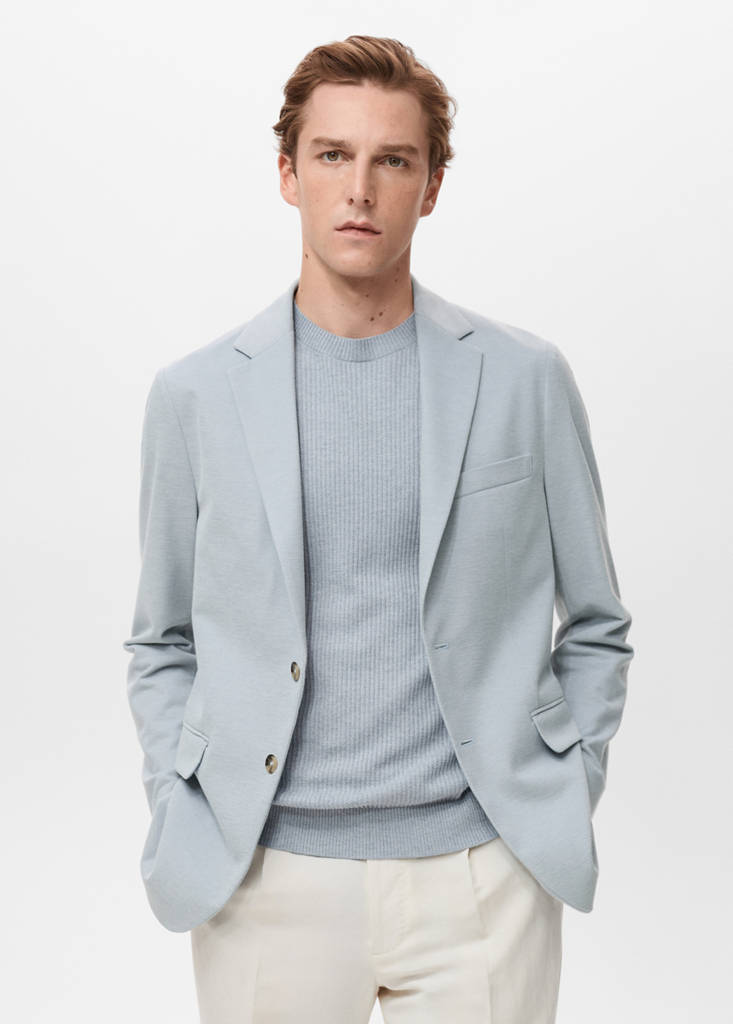 Verner slim-fit cotton jacket — Sky Blue