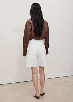 Frayed hem denim shorts — White 3