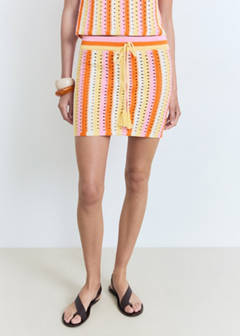 Two-tone striped crochet skirt — Pink 1