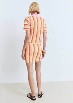 Two-tone striped crochet skirt — Pink 3
