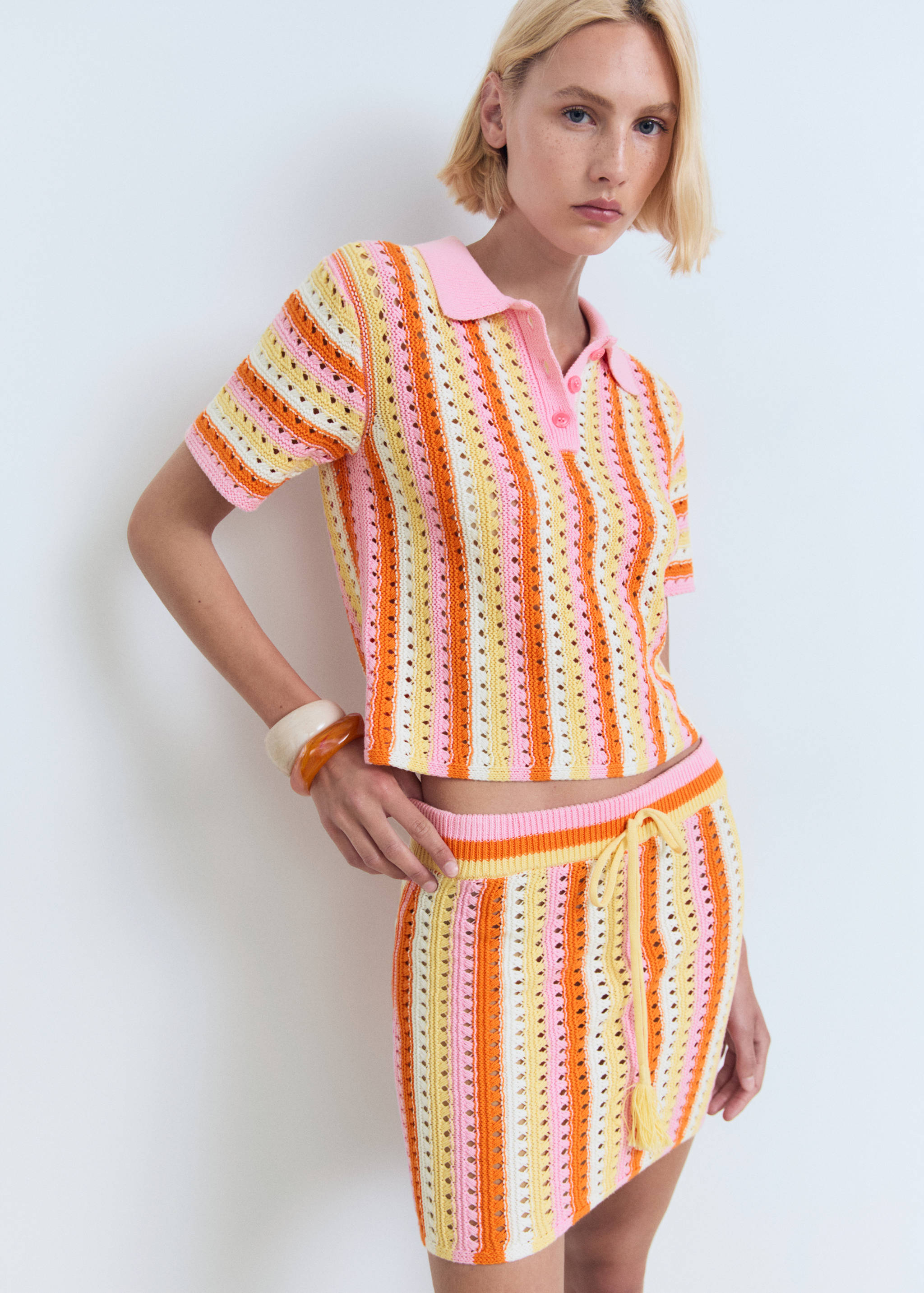 Two-tone striped crochet skirt - Details of the article 1