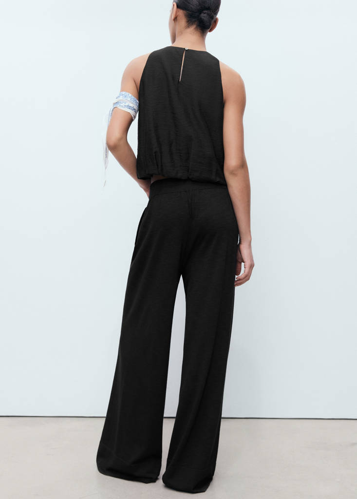 Fine-knit straight-fit trousers — Black