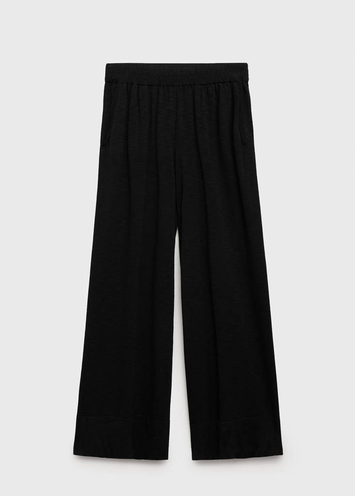 Fine-knit straight-fit trousers — Black