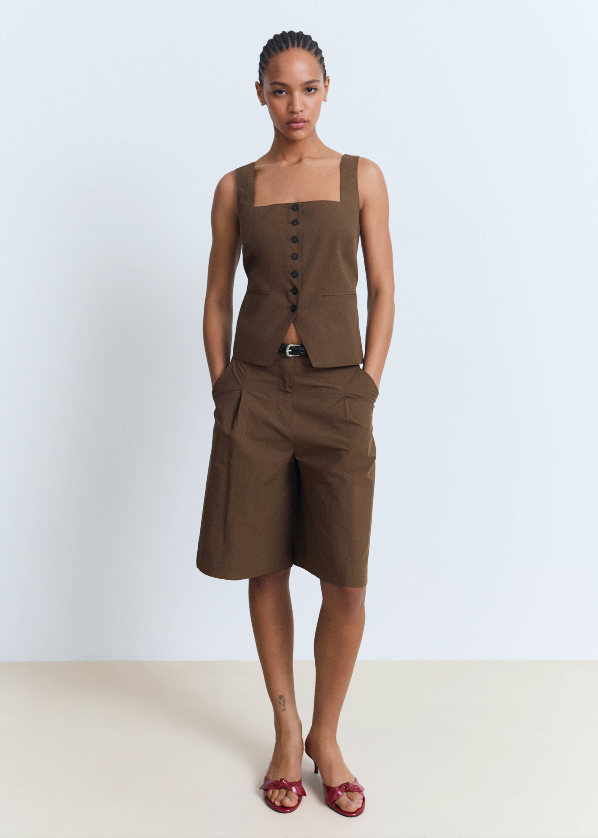 Cotton suit bermuda shorts - General plane, Brown. Ref: 17091187-00.