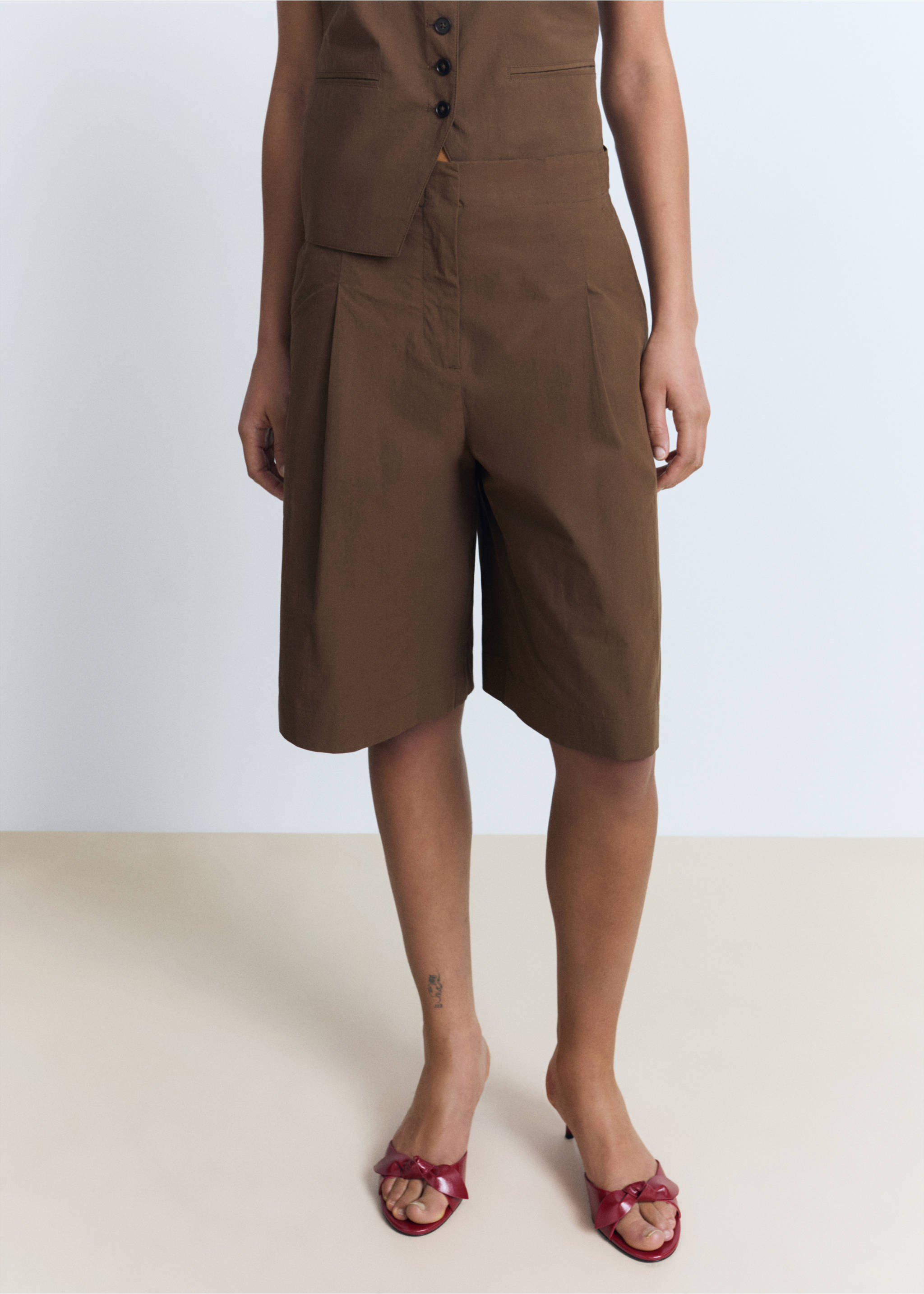 Cotton suit bermuda shorts - Medium plane, Brown. Ref: 17091187-00.