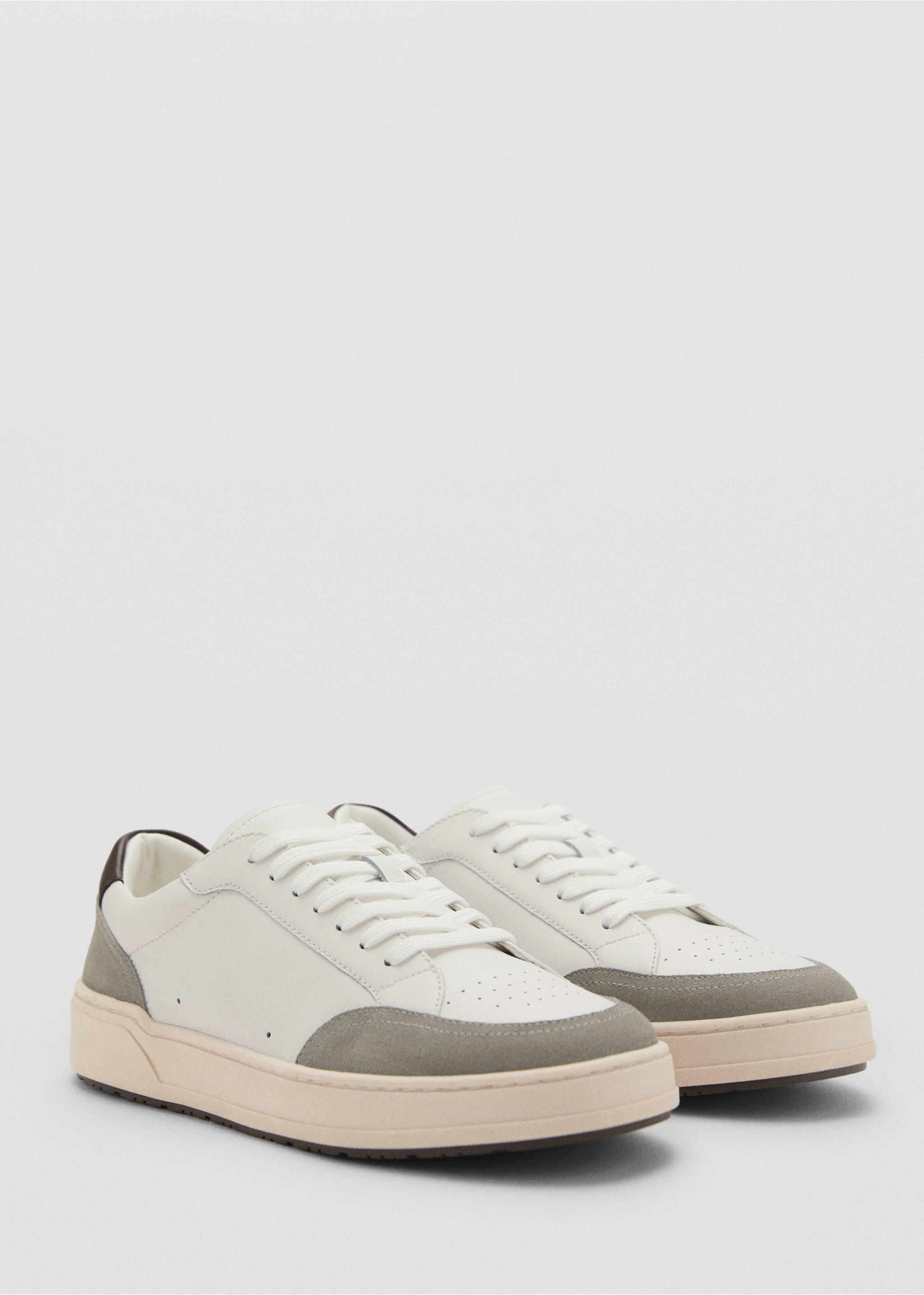Deportiva combinada piel - Plano medio, Blanco. Ref: 17091195-00.