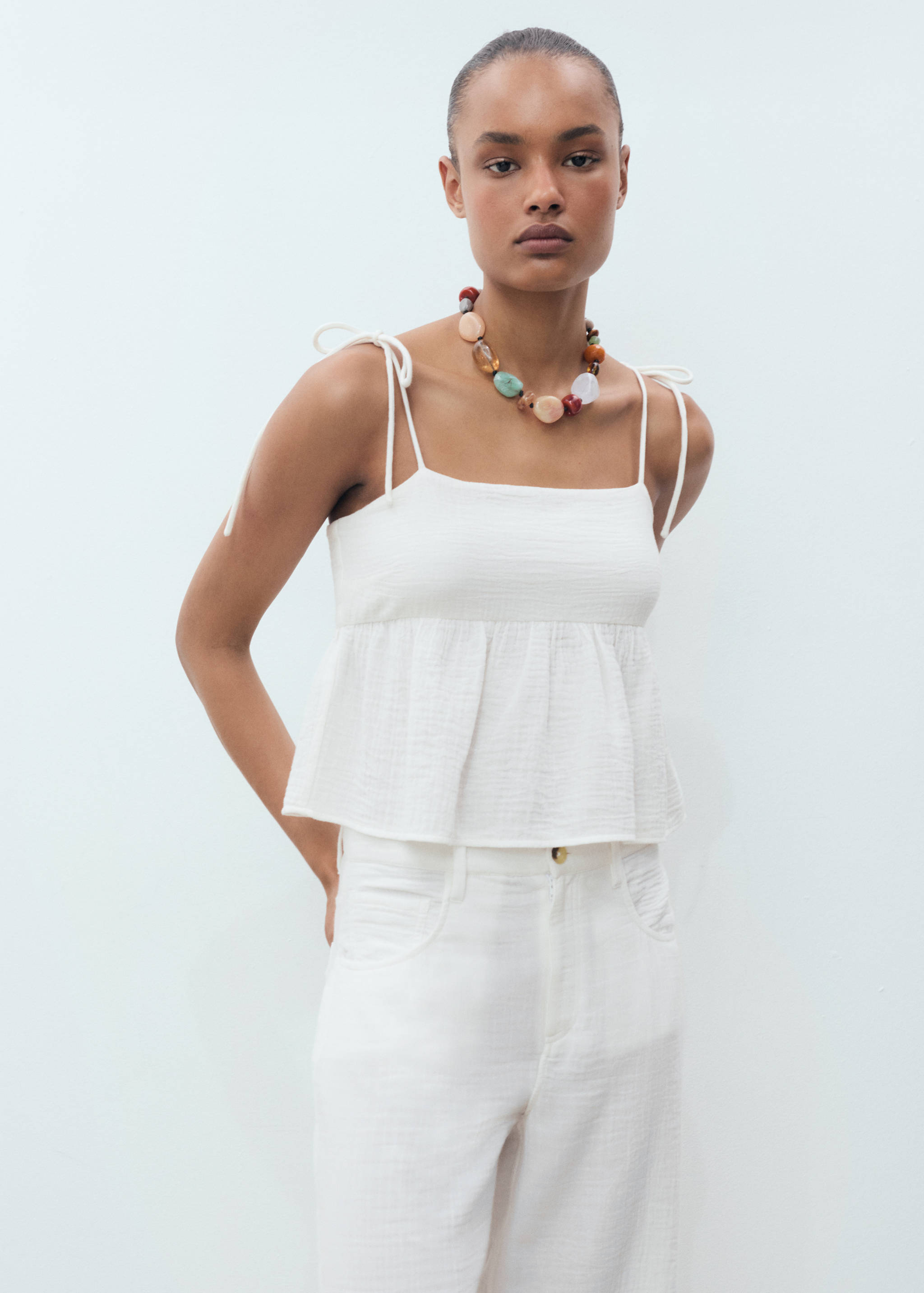 Straight-fit cotton pants - Details of the article 1
