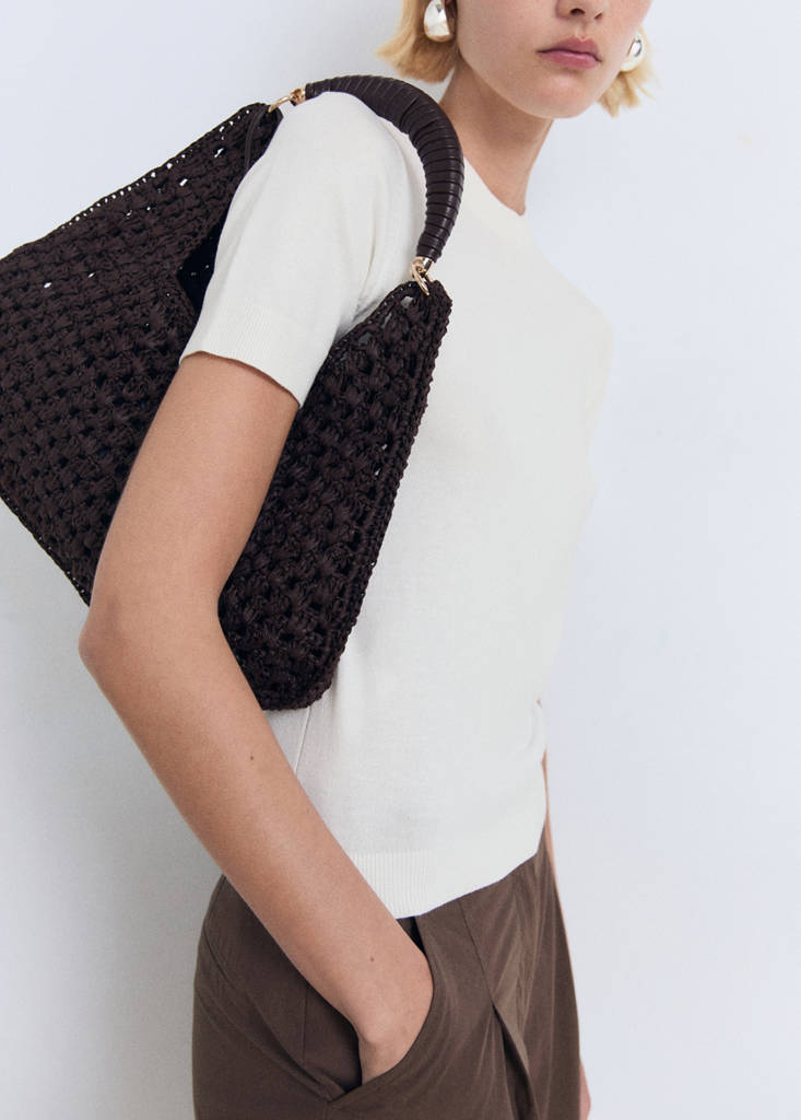 Short-sleeved fine-knit sweater — Ecru