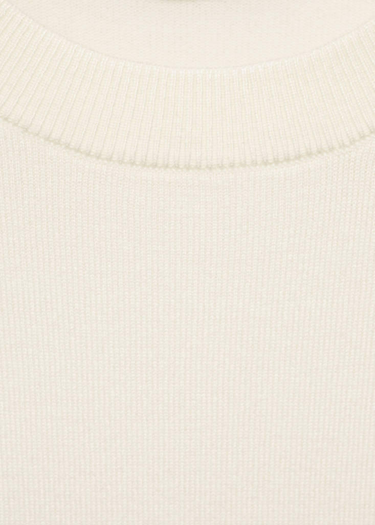Short-sleeved fine-knit sweater — Ecru
