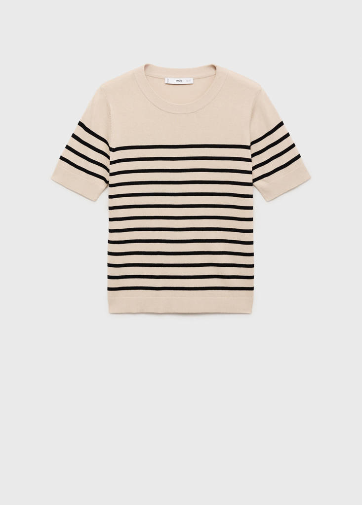 Short-sleeved fine-knit sweater — Medium Brown