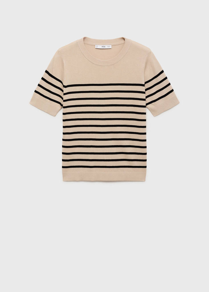 Short-sleeved fine-knit sweater — Medium Brown