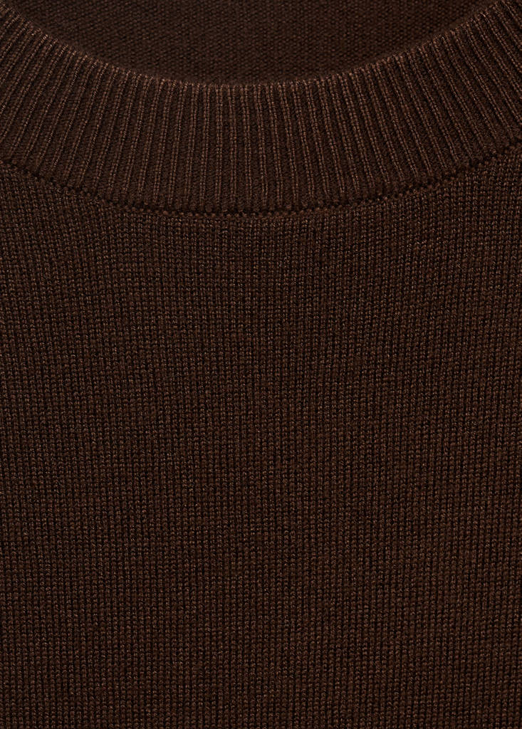 Short-sleeved fine-knit sweater — Chocolate