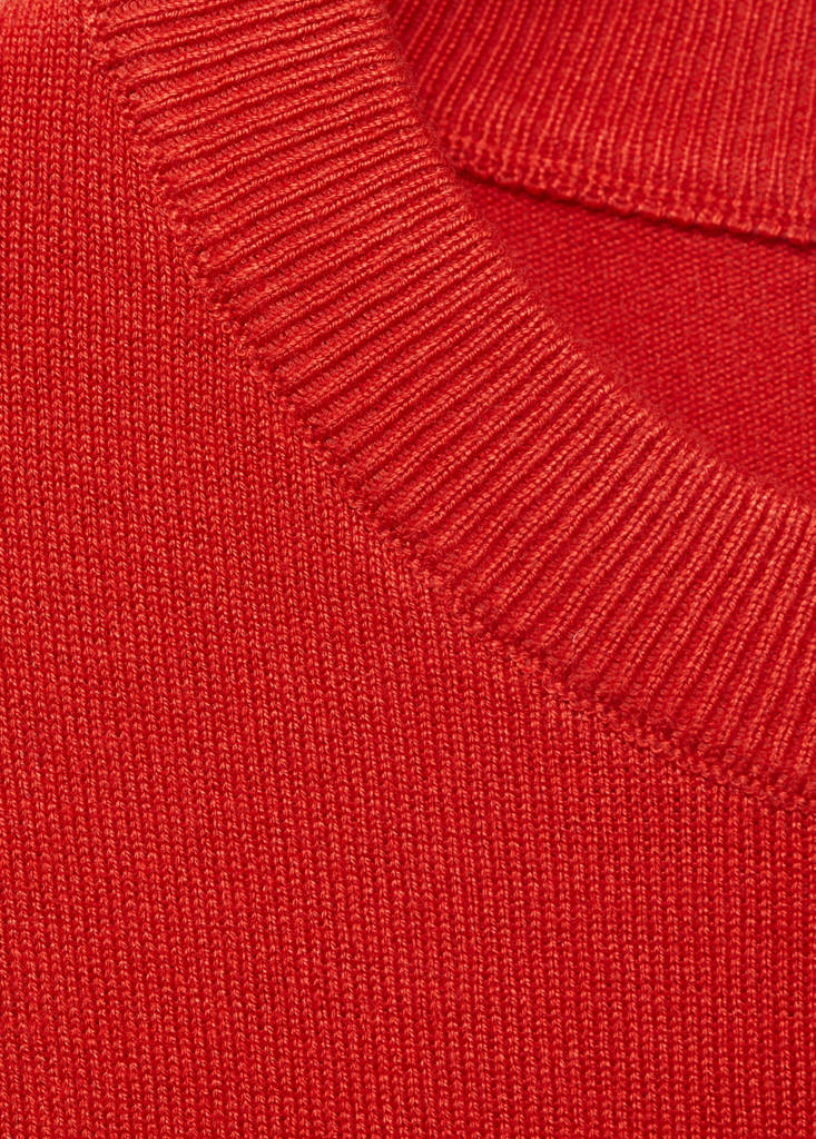 Short-sleeved fine-knit sweater — Red
