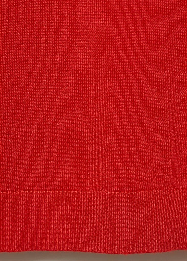 Short-sleeved fine-knit sweater — Red