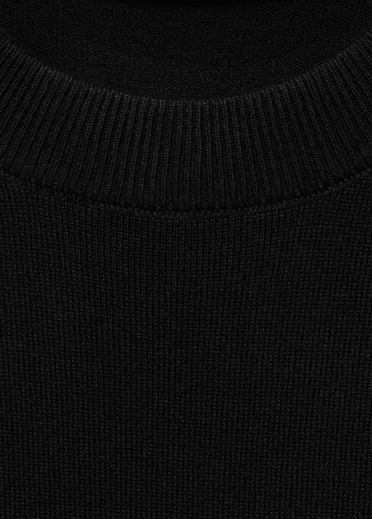 Short-sleeved fine-knit sweater — Black