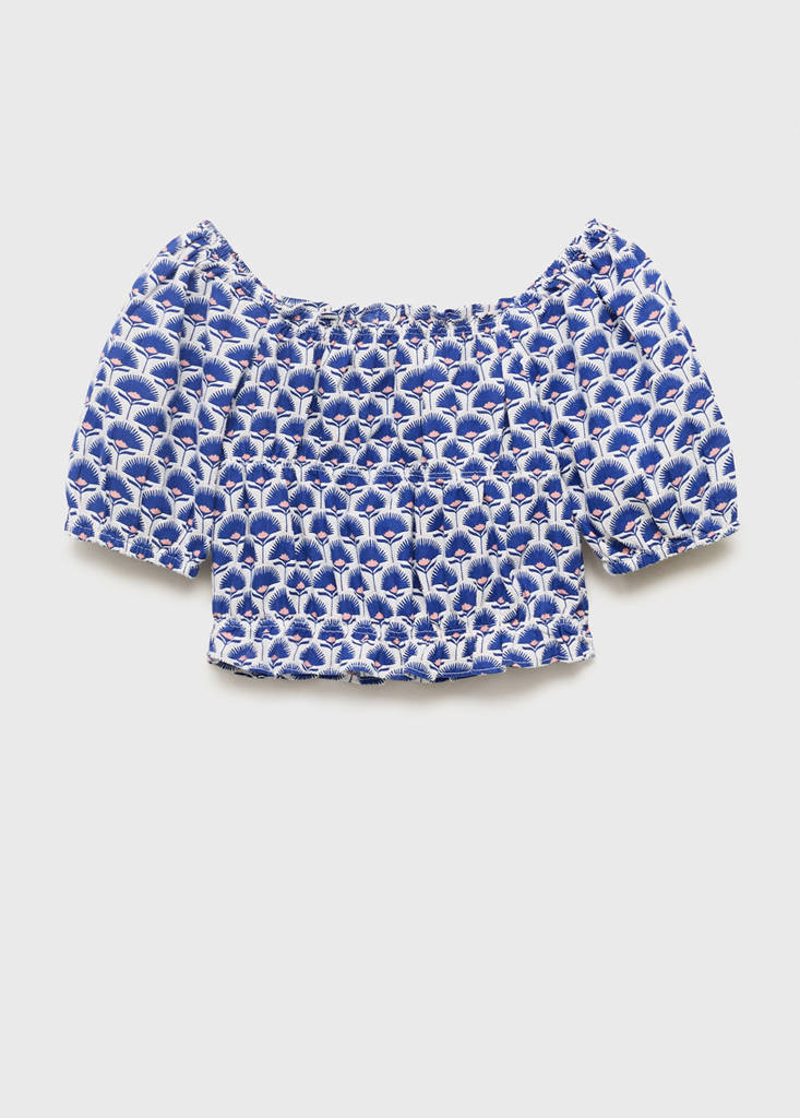 Printed linen blouse — Blue