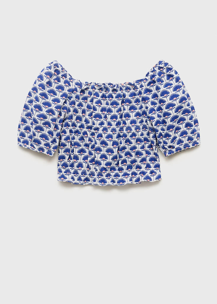 Printed linen blouse — Blue