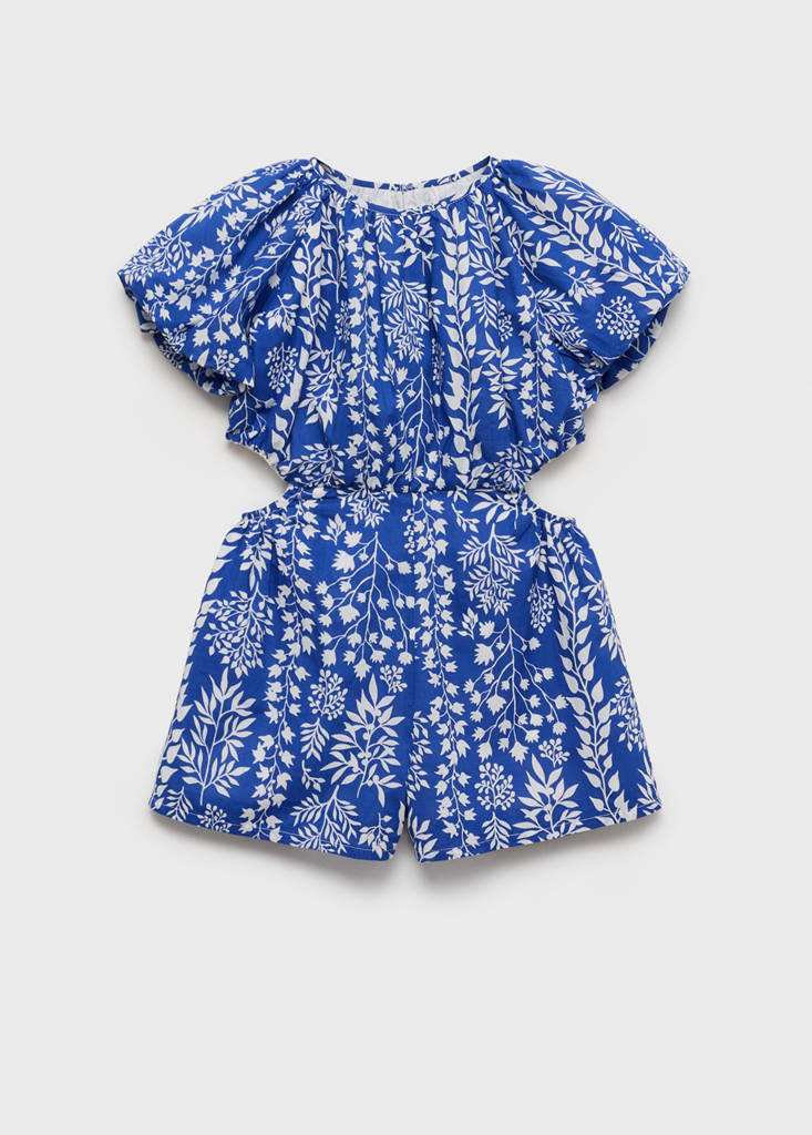 MANGO KIDS - Combinaison coton imprimée bleu - 13-14 ans - Fille