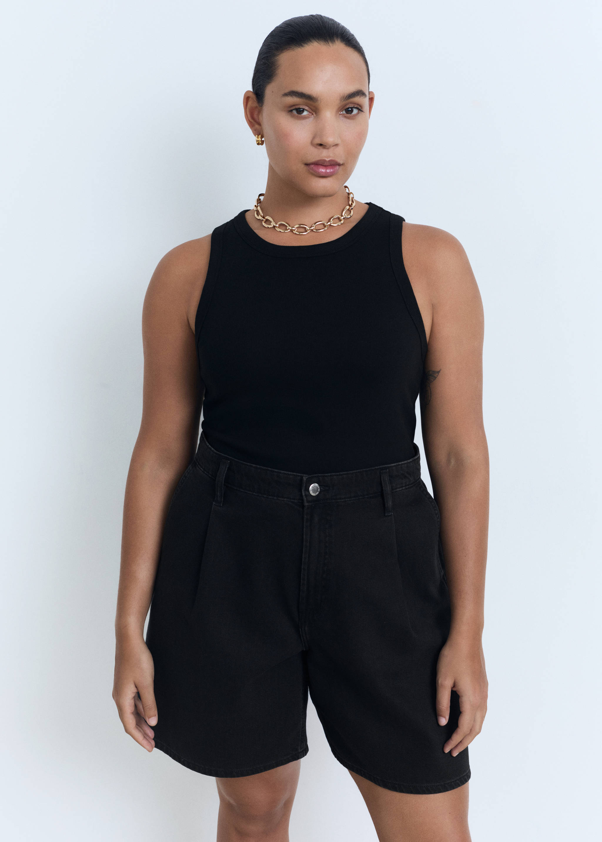 Bermuda en jean taille normale à pinces - Détail de l'article 5