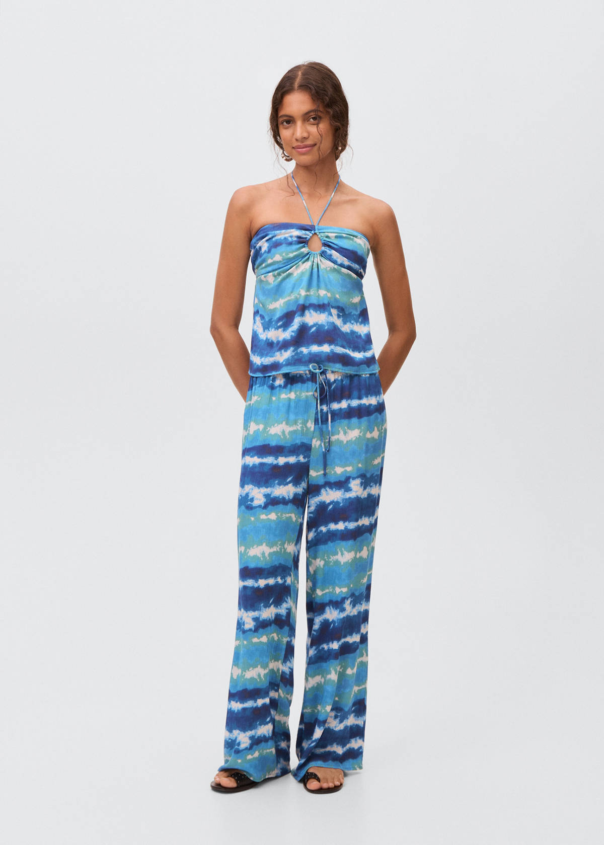 Top with tie-dye print — Blue