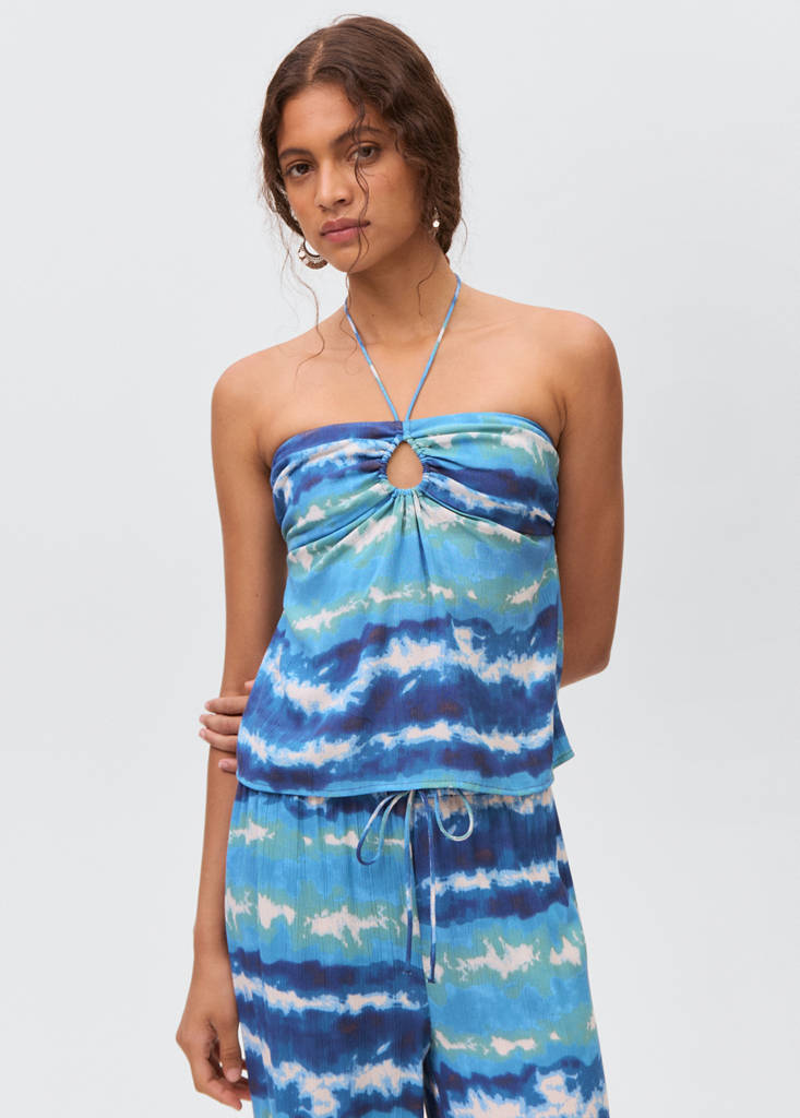 Top with tie-dye print — Blue