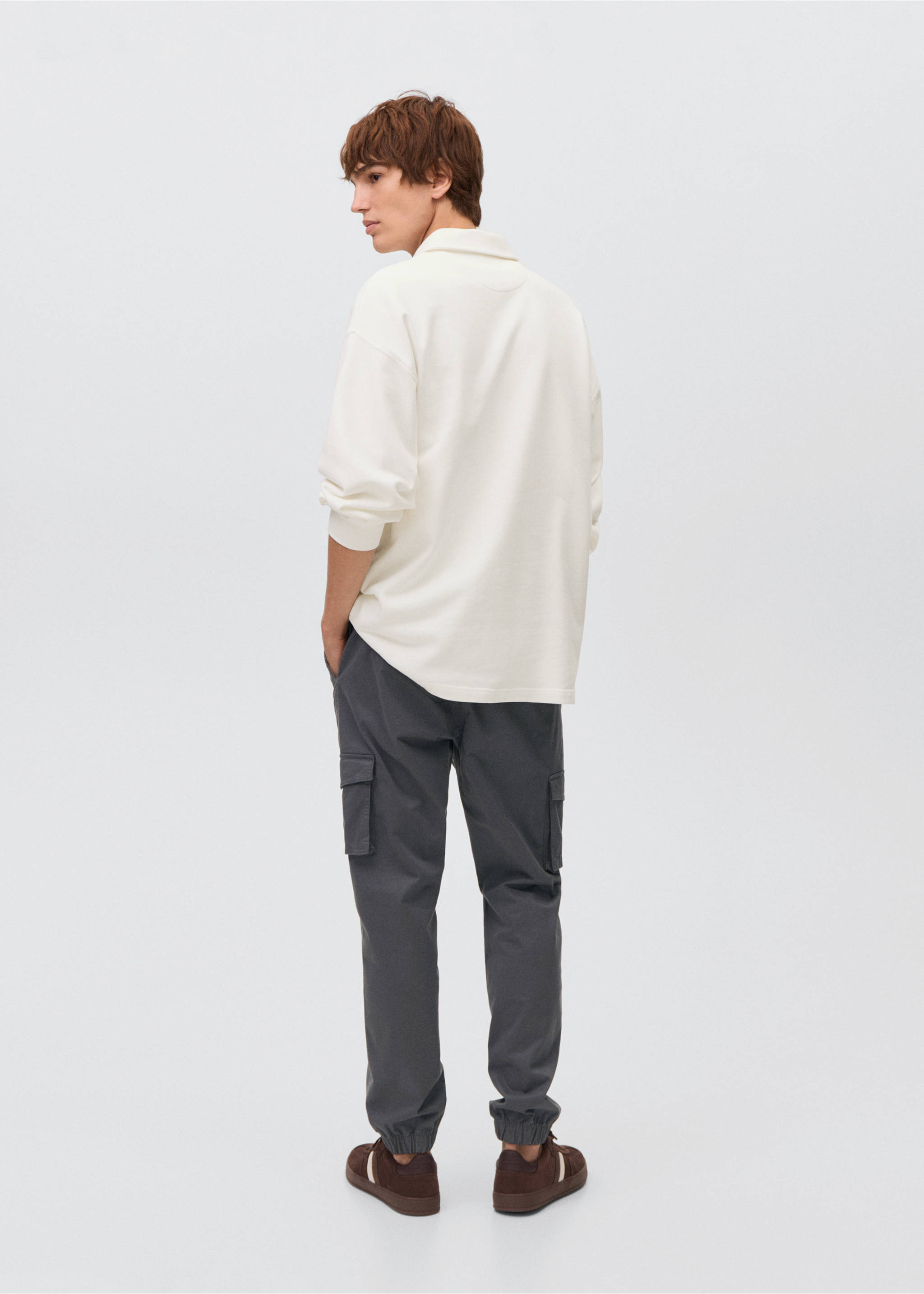 Sudadera cuello polo - Reverso del artículo, Blanco roto. Ref: 17091221-00.