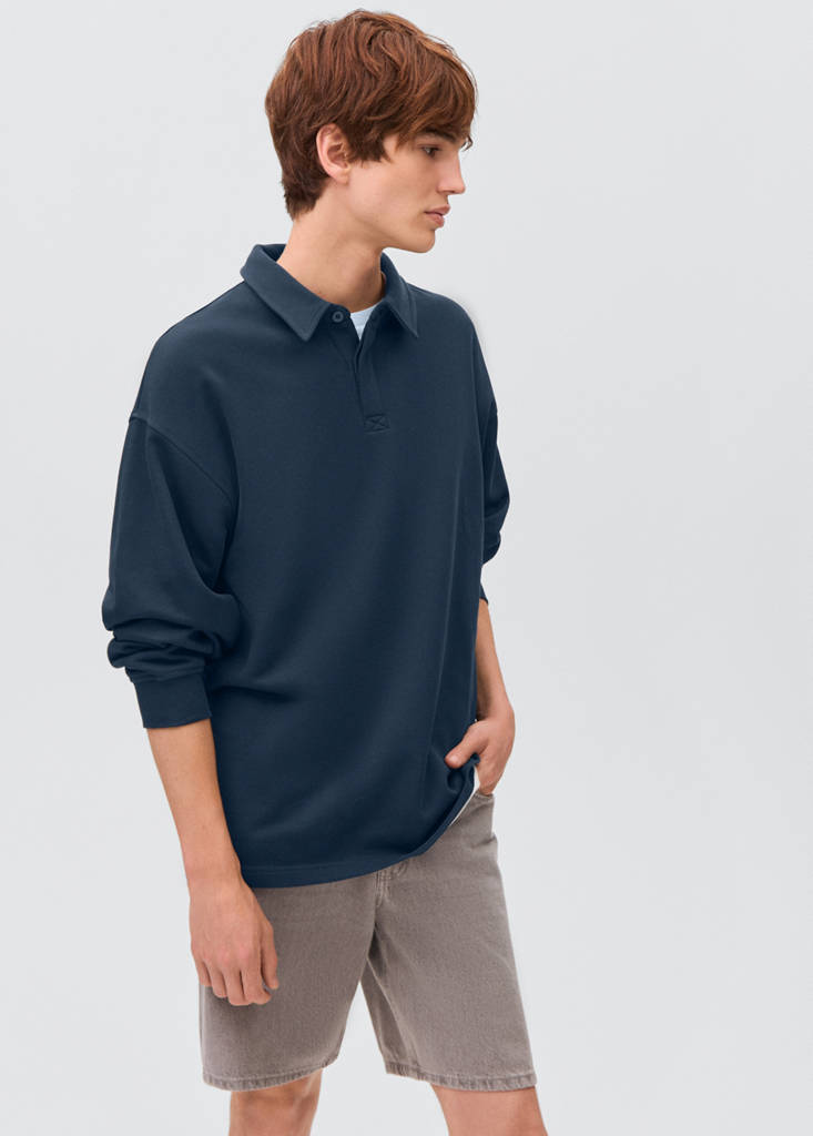 Polo-neck sweatshirt — Navy