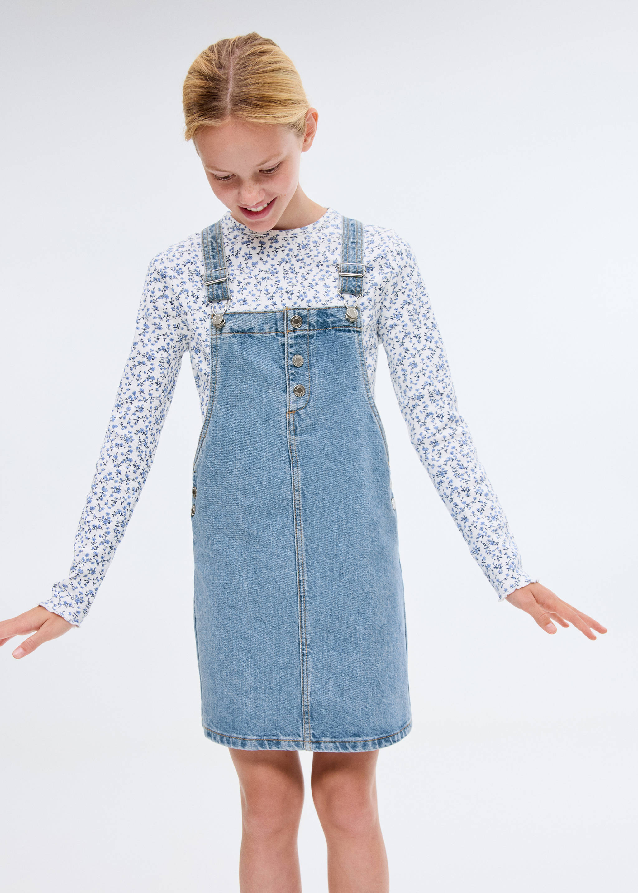 Short denim pinafore - Medium plane
