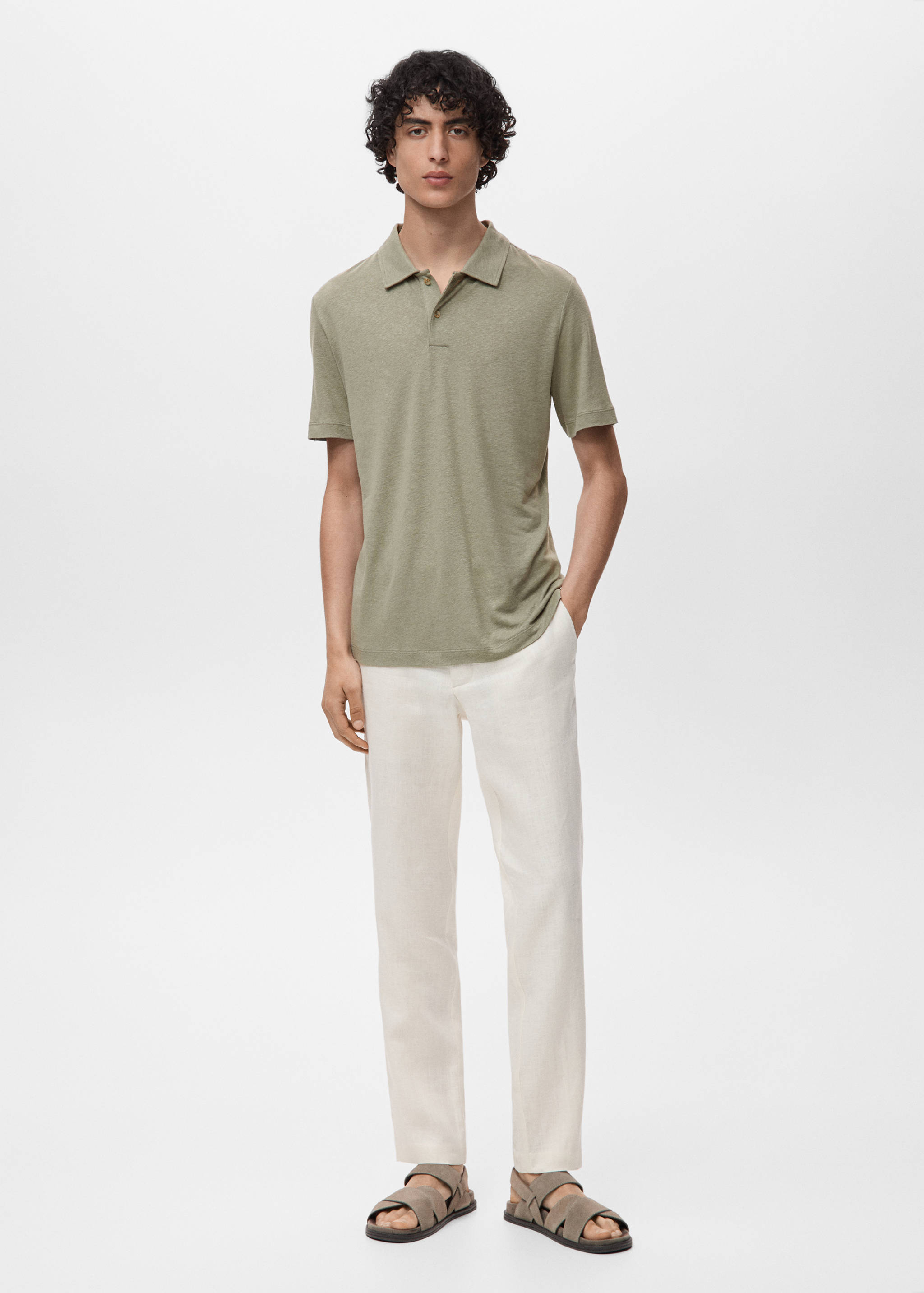 Polo lino slim fit - Plano general