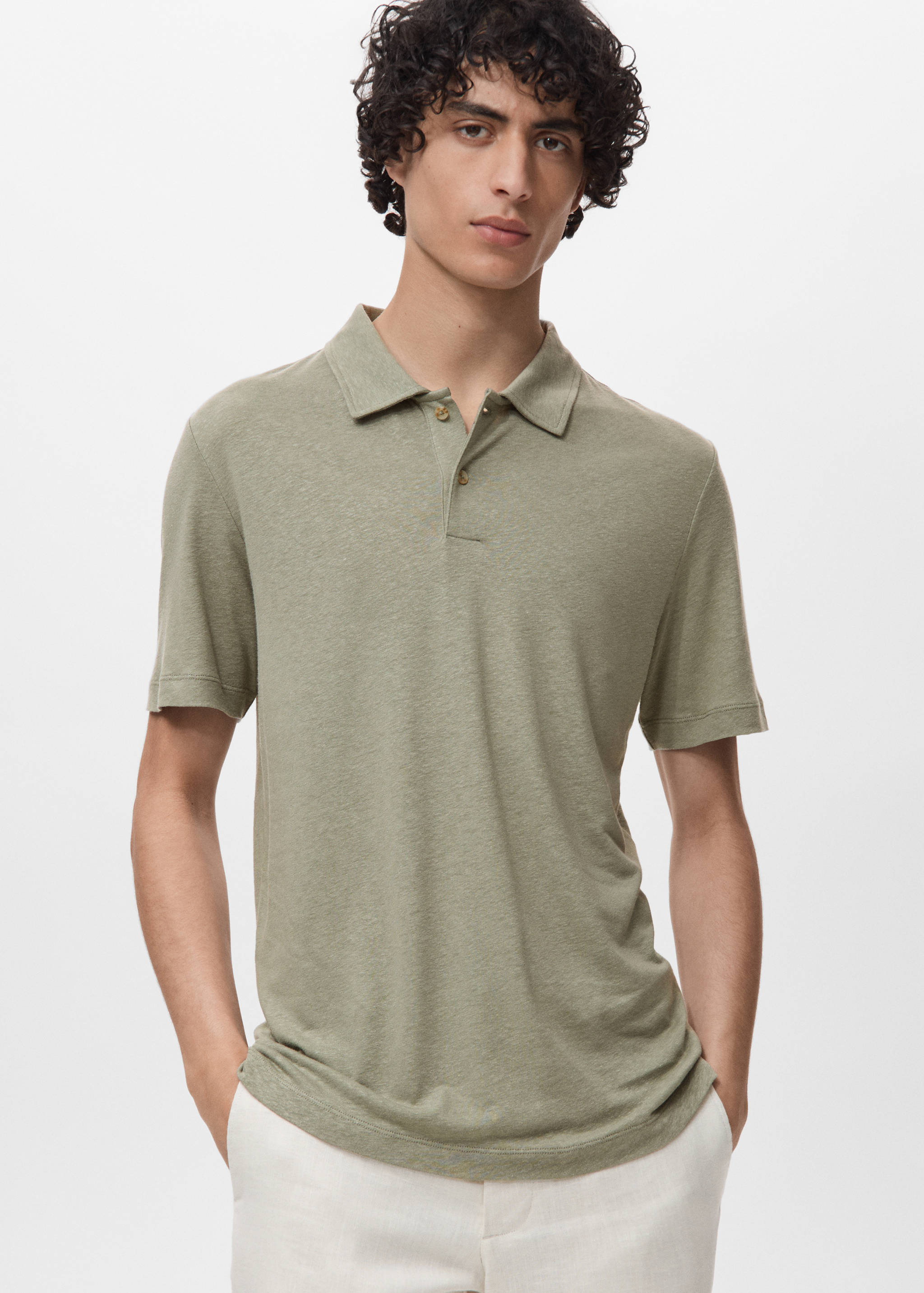 Polo lino slim fit - Plano medio