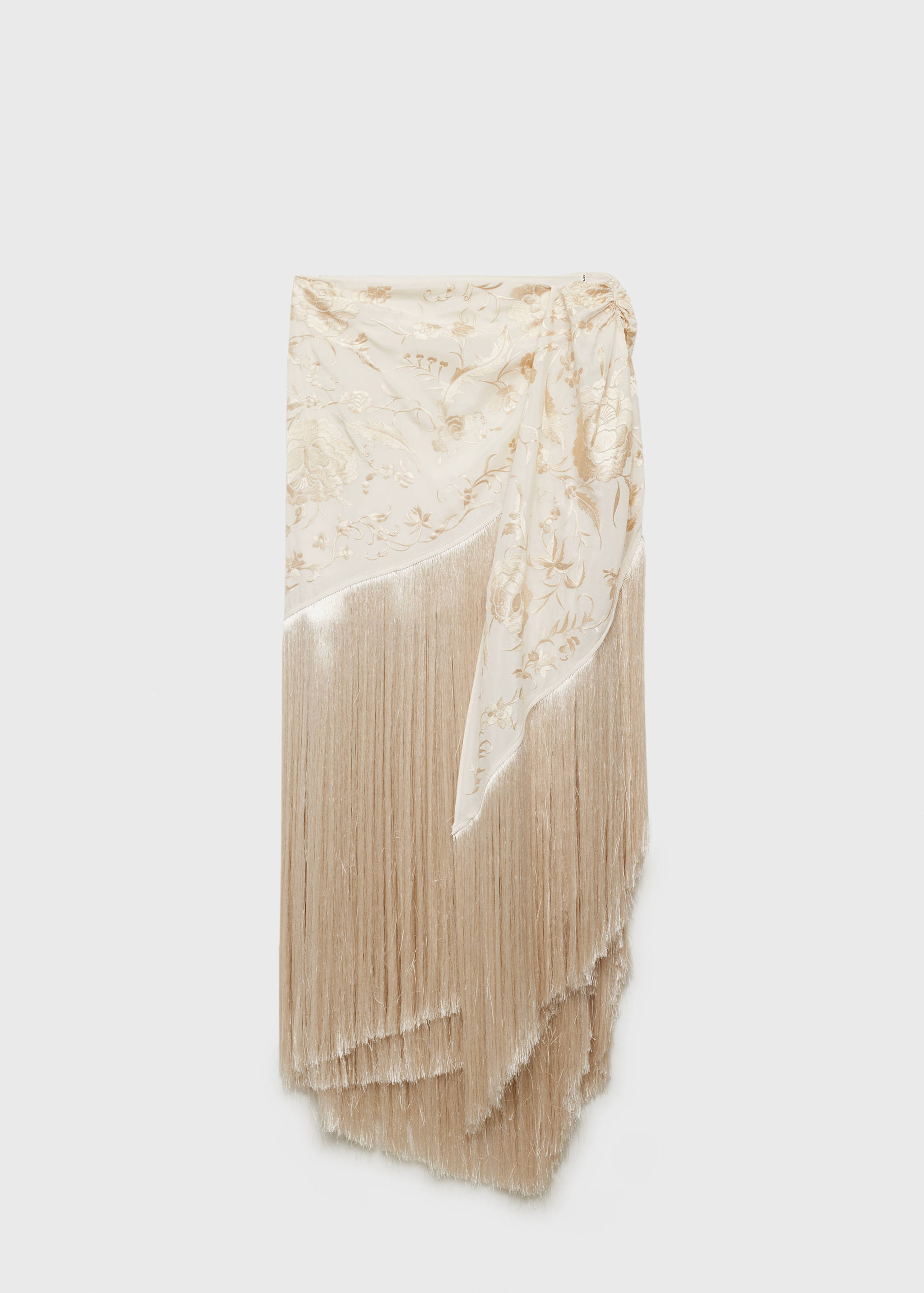 Pareo-style skirt with embroidered fringe - Article without model