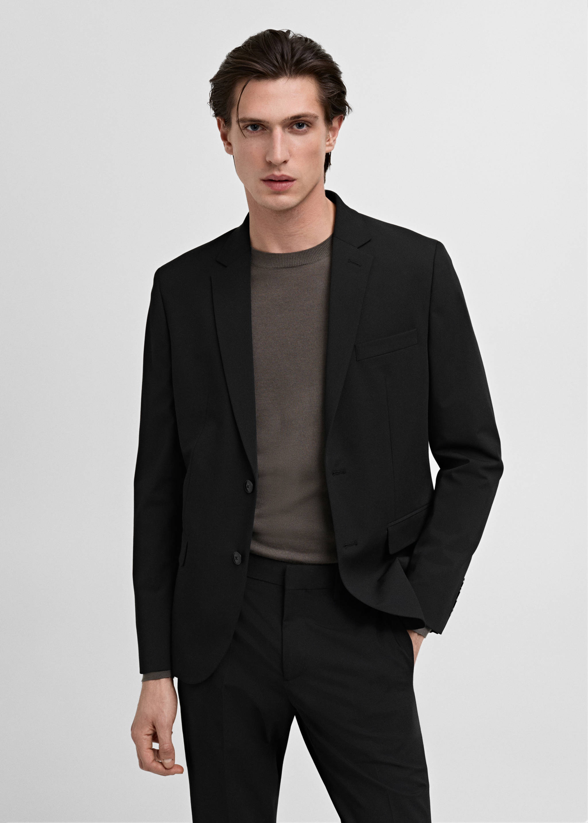 Super slim-fit suit jacket in stretch fabric - Medium plane
