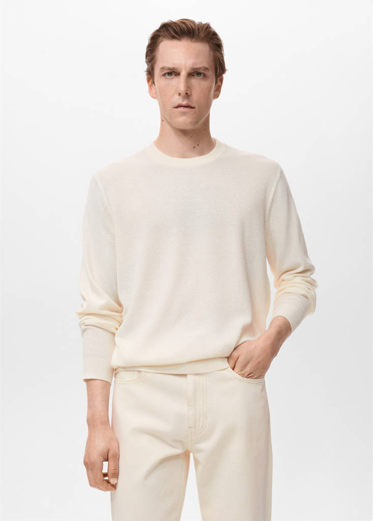 Fine-knit sweater — Ivory White