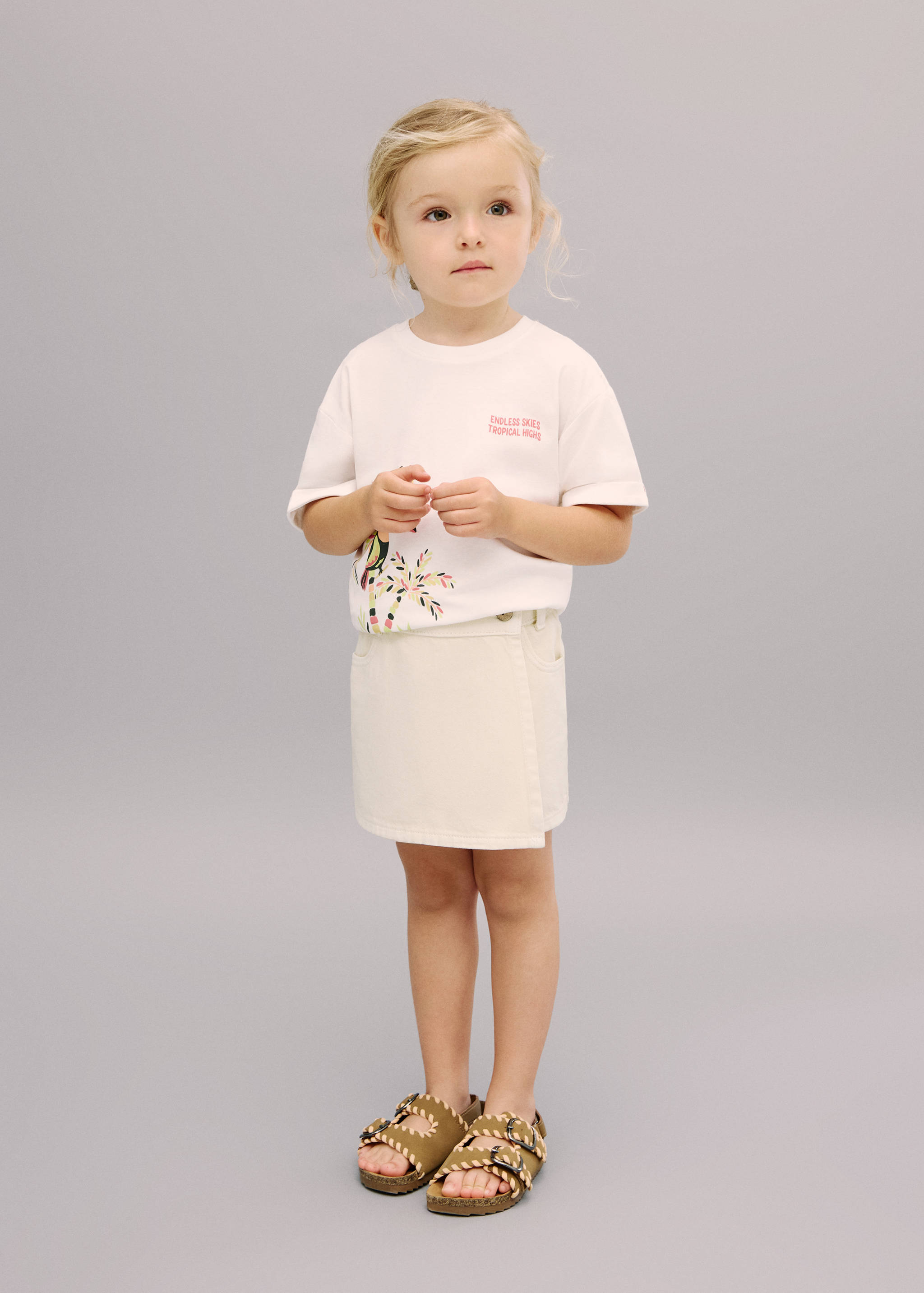 Wrapped denim skort - General plane