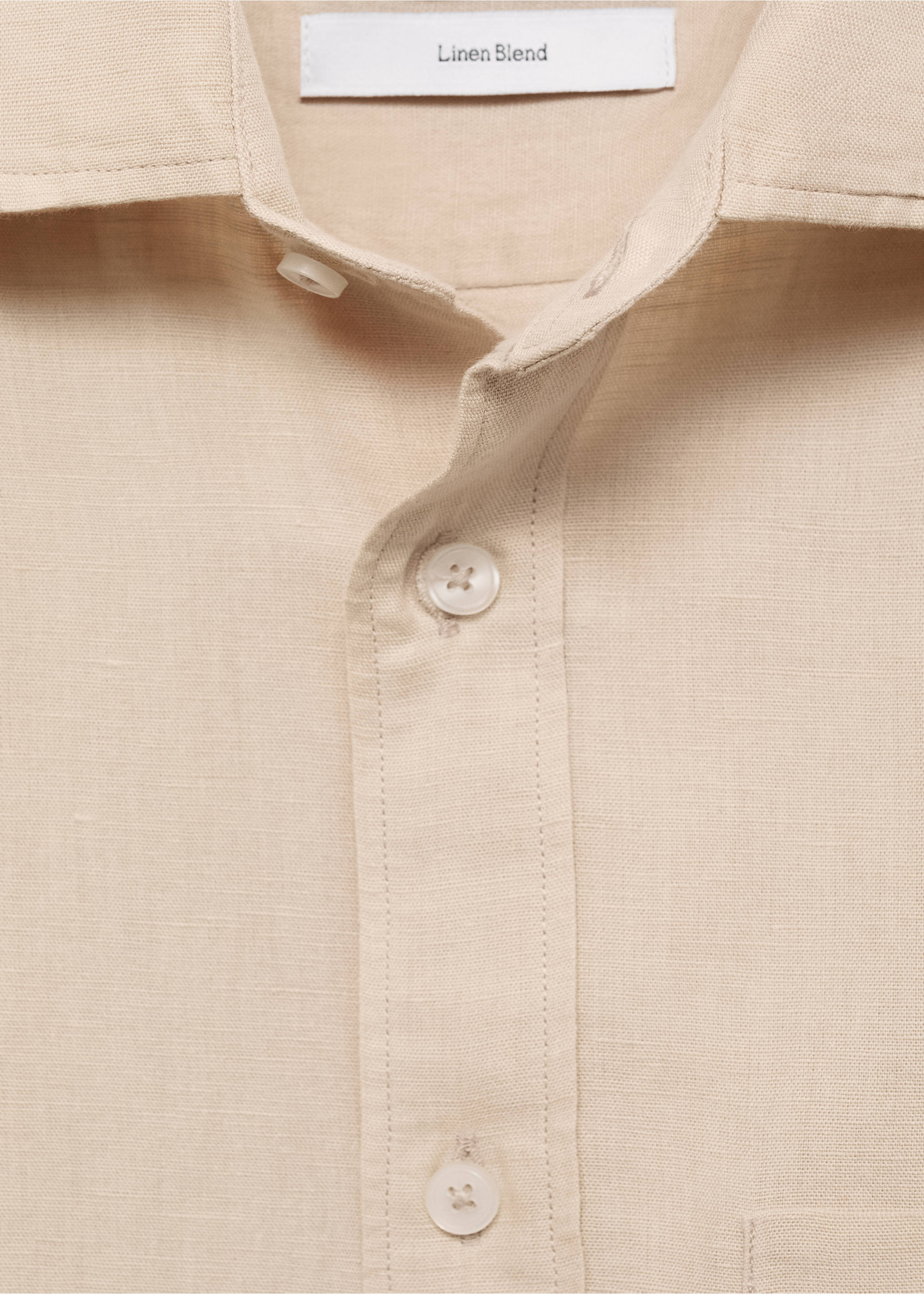 Pocket linen shirt - Details of the article 8, Sand. Ref: 17091247-00.