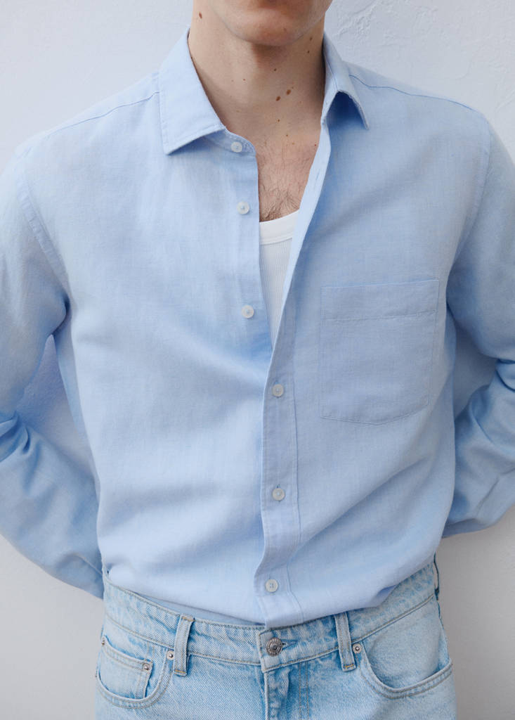 Pocket linen shirt — Sky Blue