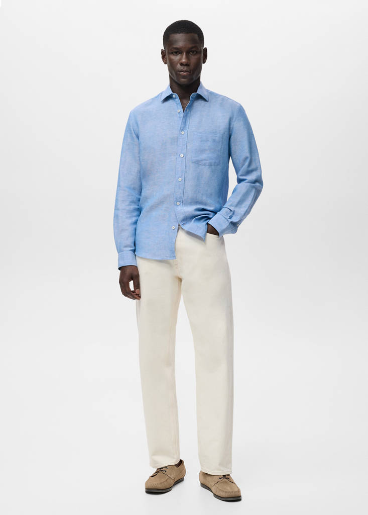 Pocket linen shirt — Indigo Blue