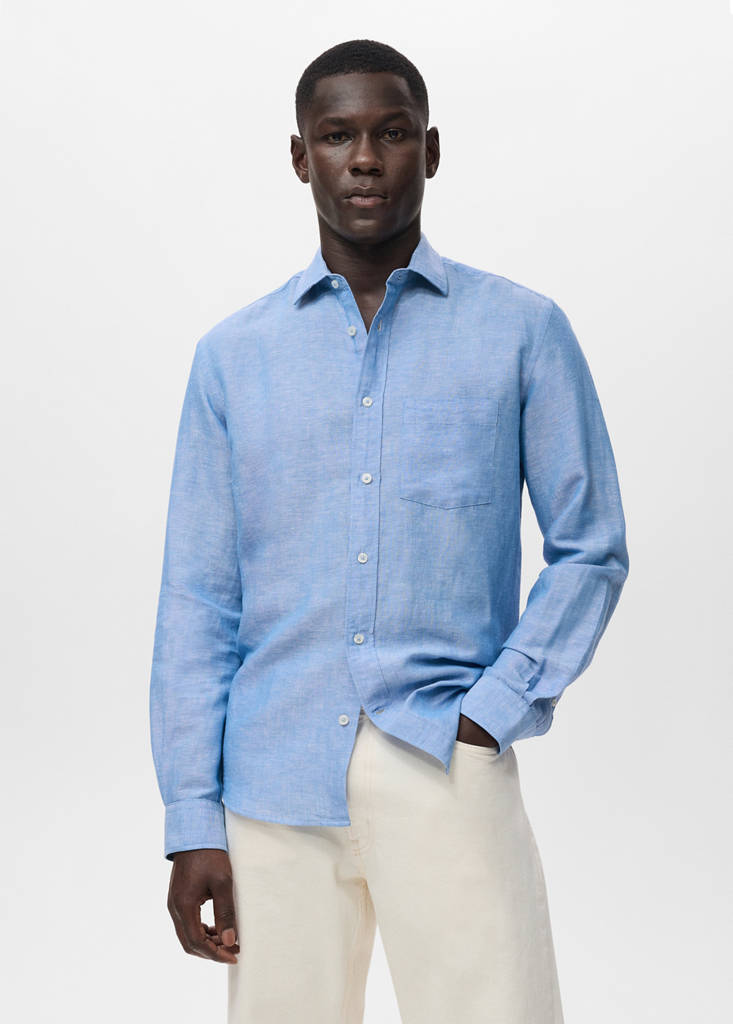 Pocket linen shirt — Indigo Blue