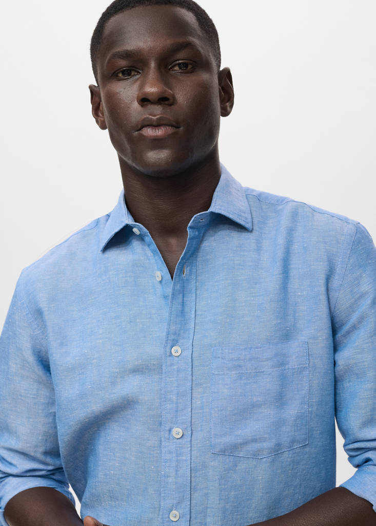 Pocket linen shirt — Indigo Blue