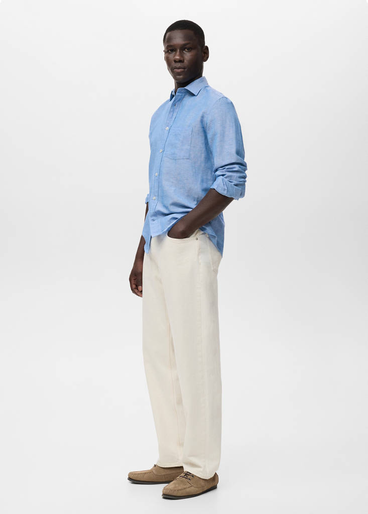 Pocket linen shirt — Indigo Blue
