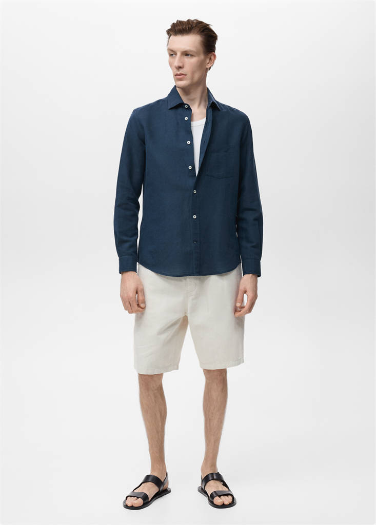 Pocket linen shirt — Dark Navy