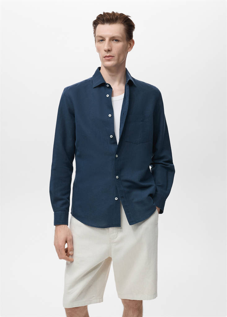 Pocket linen shirt — Dark Navy